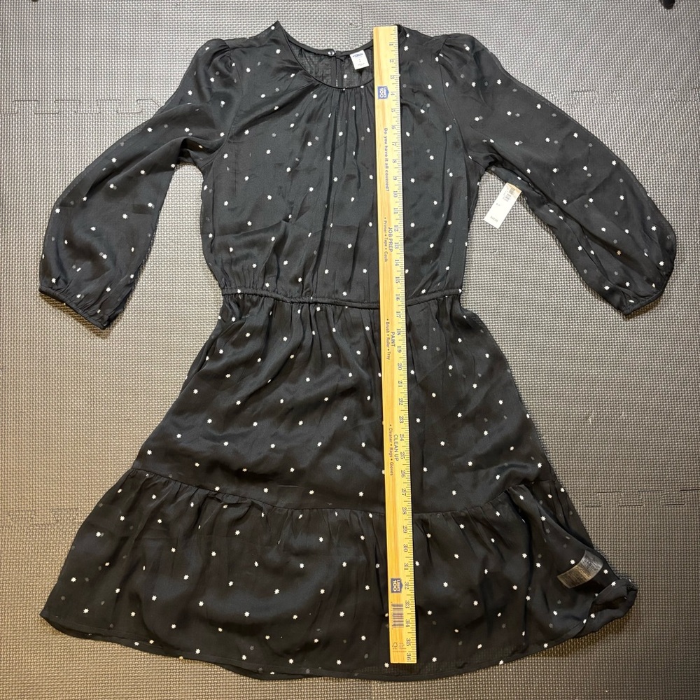 NWT Old Navy Dress Black White Stars Chiffon Lined Midi Women’s Size Small - Picture 11 of 11